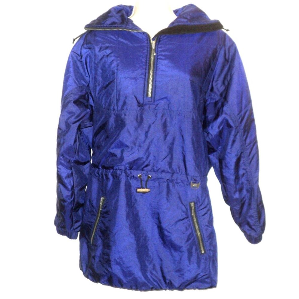 Nils SkiWear Ski Jacket Size 6 Oversized Navy-Purple Partial Zipped Vintage USA